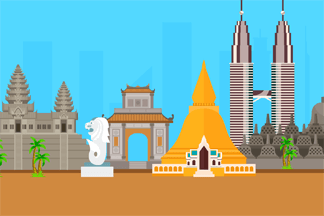 東南アジア周遊の国旗